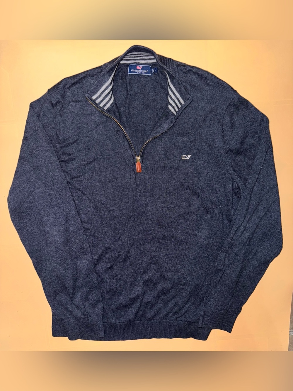 Vineyard Vines Quarter Zip Sweater Men’s Large Navy Cotton Shep Shirt Pullover
